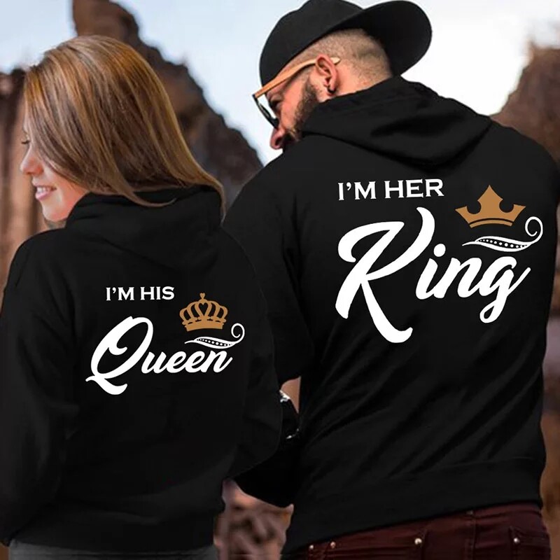 Couple Matching His King And Her Queen Hoodies Set Pullovers For Lovers  Coupless | eBay